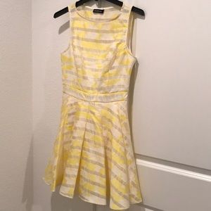 Bebe Floral Stripe Fit Flare Dress
